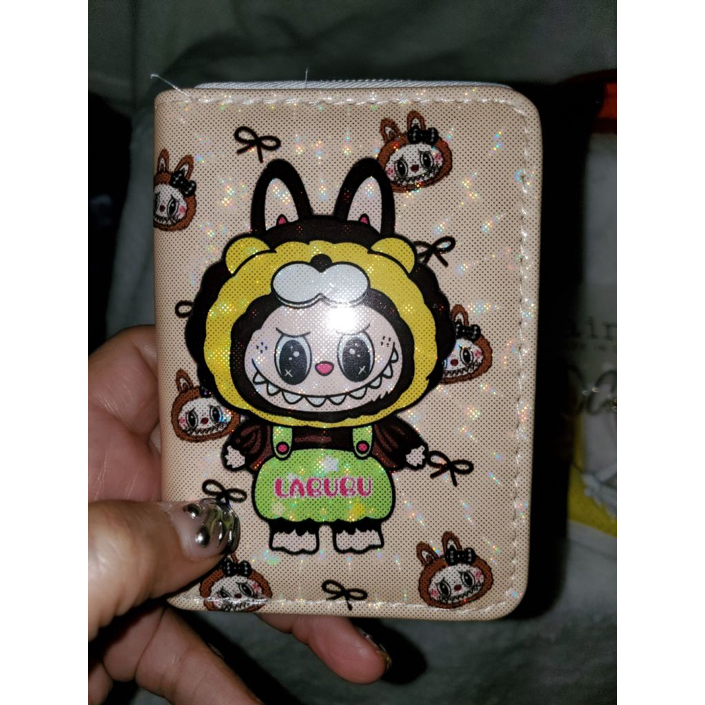 Beige Yellow Labubu wallet